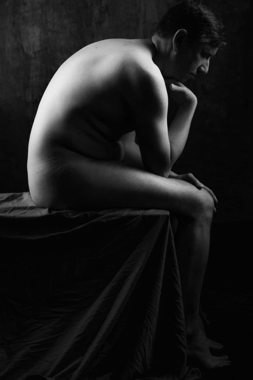 Men's Boudoir, thinking man pose