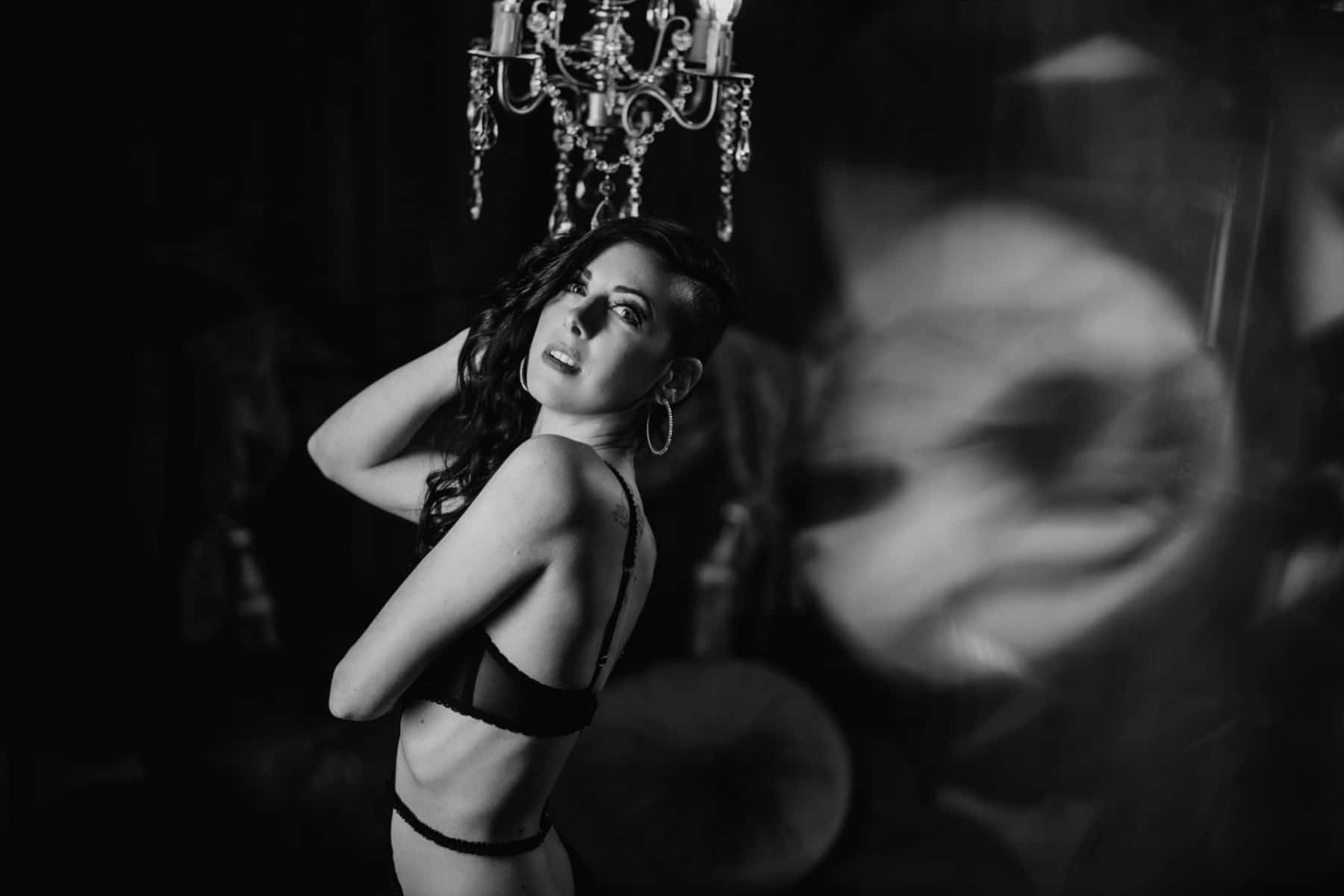 Black and white boudoir photography