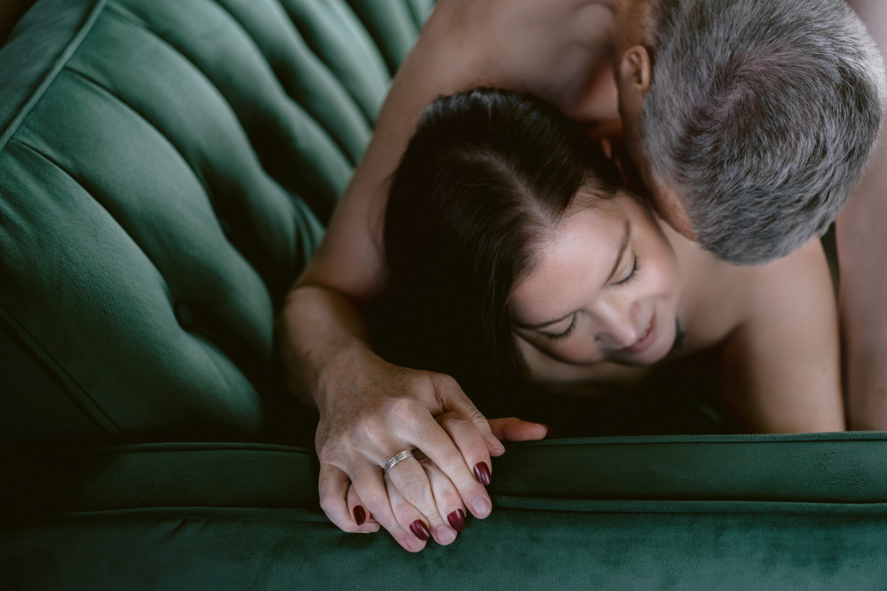 Couple celebrating long lasting relationship with intimate photographs